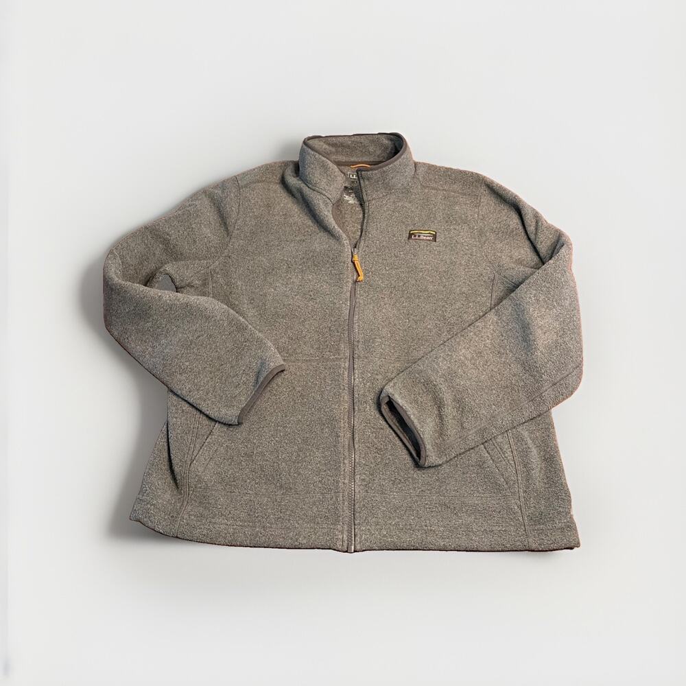LL Bean Men Large Gray Mountain Fleece Classic Fleece Jacket Full Zip Outdoor